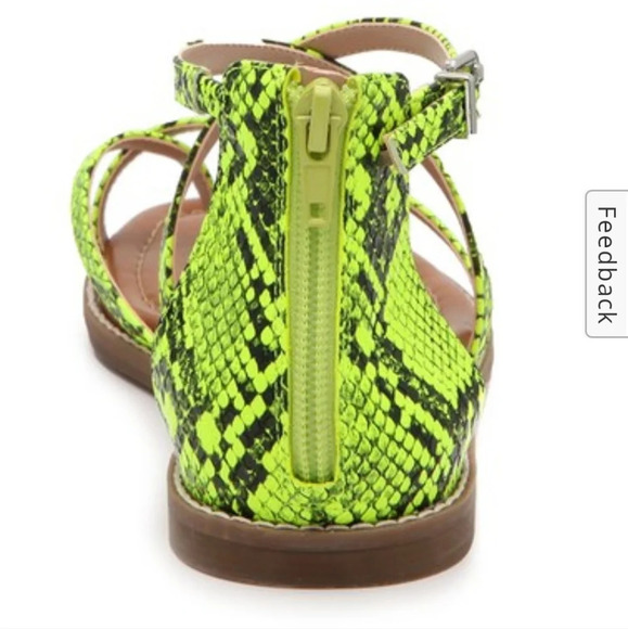 NWT mix no. 6 yellow snakeskin strappy flat neon sandal size 7.5 - Picture 4 of 6